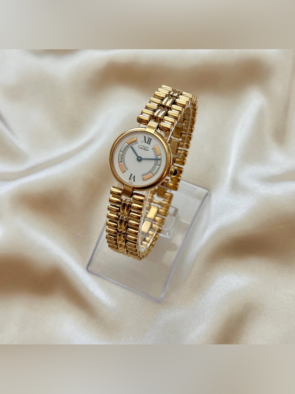 AUTHENTIC RARE VINTAGE CARTIER GOLD WATCH - WITH BOX - Picture 3 of 8